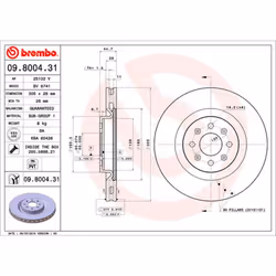 Disco freno BREMBO 9800431 anteriore, ventilato, 1 Pezzo