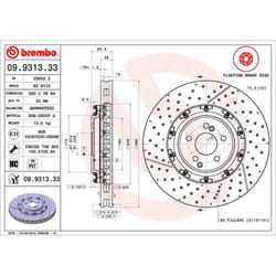 Disco freno BREMBO 9931333 anteriore, ventilato, fessura, altamente carbonizzato, 1 Pezzo