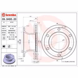 Disco freno BREMBO 09.9493.20, 1 Pezzo