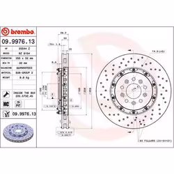 Disco freno; BREMBO; TWO-PIECE FLOATING DISCS LINE; 355 32 5 perforato/ventilazione interna, disco del freno a due pezzi rive ...