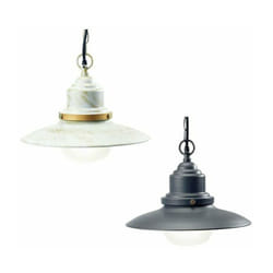Lampada Sospensione Esterno Sospesa Acciaio Illuminazione Vintage Fisher Sovil Colore: Bianco oro