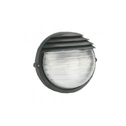 Applique Da Esterno Moderna Palpebra Tonda Alluminio e Vetro Nero 1 Luce E27