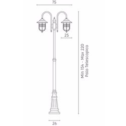 Palo porto da giardino alluminio ruggine 2 diffusori telescopico altezza 220 - Vista aggiuntiva 3