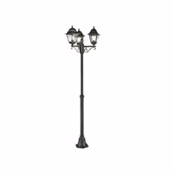 Collezione Old CLASSICA E DI GRAN STILE Palo a 3 luci con struttura in pressofusione di alluminio color nero e diffusori in v ...