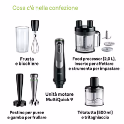 Braun MultiQuick 9 MQ 9195XLI 2 L Frullatore ad immersione 1200 W Nero, Acciaio inox - Vista aggiuntiva 7