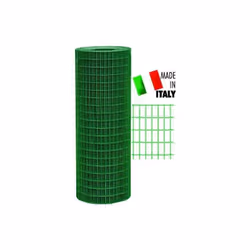Rete Elettrosaldata Cavallino Zincata e Plasticata Rotolo da Metri 25 Fili Dia. Mm. 2,20 Maglie da Mm. 100X50 Fili Orizzontal ...