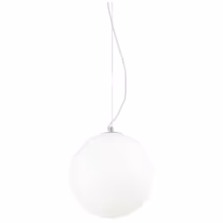Collezione MAPA BIANCHE SFERE DI LUCE Sospensione piccola con montatura in metallo bianco. Diffusore a sfera diam.30 cm in ve ...