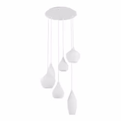 Collezione SOFT DIVERSE FORME PER UN DESIGN DI TENDENZA Sospensione moderna a 6 luci con montatura in metallo bianco. Diffuso ...
