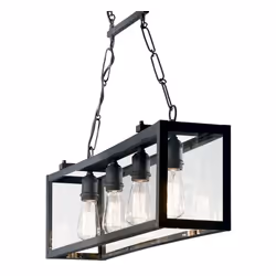 Collezione IGOR LUCE IN VETRINA Sospensione a 4 luci con montatura in metallo con finitura opaca nera. Diffusore con lastre d ...