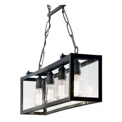 Sospensione Industrial-Minimal Igor Metallo Nero 4 Luci E27