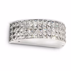 Collezione ROMA FASCE DI BRILLANTE CRISTALLO INCASTONATO Applique a 2 luci con montatura e dettagli in metallo cromato.. Diff ...