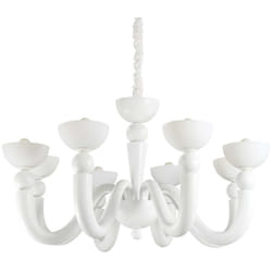 Lampadario Shabby Chic-Provenzale Bon Bon Metallo Bianco 8 Luci