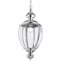 Collezione NORMA COME LANTERNE Sospensione a 1 luce con montatura in metallo cromato. Diffusore composto da lastre di vetro t ...