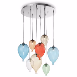 Collezione CLOWN DELIZIOSI PALLONCINI COLORATI Lampadario a sospensione a 8 luci con montatura in metallo con diffusori in ve ...
