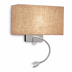Collezione HOTEL ELEGANTE E FUNZIONALE PER LA CAMERA DA LETTO Applique con paralume rivestito in tessuto color Canvans 32 cm. ...