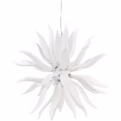 Collezione LEAVES PIOVRA BIANCA Sospensione a 12 luci realizzata con montatura in metallo bianco. Elementi decorativi in vetr ...
