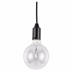 Collezione EDISON LAMPADE A VISTA Sospensione a 1 luce con montatura in metallo rifinito in smalto opaco nero. Cavo elettrico ...