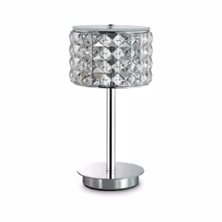 Collezione ROMA FASCE DI BRILLANTE CRISTALLO INCASTONATO Lampada da tavolo a 1 luce con montatura e dettagli in metallo croma ...