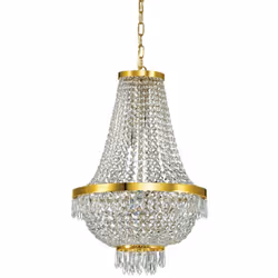 Collezione CAESAR MAGNIFICI CRISTALLI PENDENTI Lampadario a 9 luci con montatura in metallo con finitura in oro.. Elementi de ...