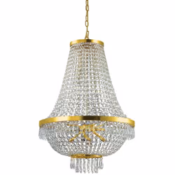 Collezione CAESAR MAGNIFICI CRISTALLI PENDENTI Lampadario a 12 luci con montatura in metallo con finitura in oro.. Elementi d ...