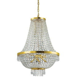 Ideal Lux - Lampadario Classico Caesar Metallo-Cristallo Oro 12 Luci G9 3W 3000K Luce Calda