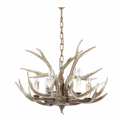 Collezione CHALET INTRECCIO DI RAMI Lampadario a 6 luci con struttura portante in metallo.. Elementi decorativi in resina lav ...