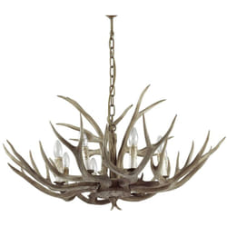 Sospensione Rustica-Country Chalet Metallo Beige 8 Luci E14
