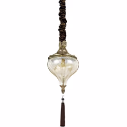 Collezione HAREM INFLUENZA ARABA Sospensione a 1 luce con montatura con decori in rilievo in metallo brunito e ottagoni in cr ...