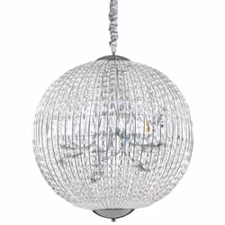 Collezione LUXOR SFERE DI CRISTALLO Sospensione a 12 luci con montatura in metallo cromato. Diffusore con elementi decorativi ...