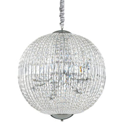 Sospensione Moderna Luxor Metallo-Cristallo Cromo 12 Luci G9 3W 3000K Luce Calda