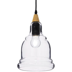 Ideal Lux - Sospensione Vintage-Decò Gretel Metallo-Legno Nero 1 Luce E27