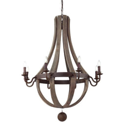 Ideal Lux - Sospensione Rustica-Country Millennium Legno Marrone 8 Luci E14
