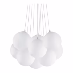 Collezione MAPA SFERE A GRAPPOLO Lampadario a sospensione a 11 luci con montatura in metallo. Diffusori a sfera in vetro bian ...