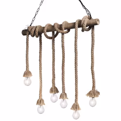 Collezione CANAPA ORIGINALI SOSPENSION IN CANAPA Originalissima sospensione a 6 luci con montature metalliche e cavi elettric ...