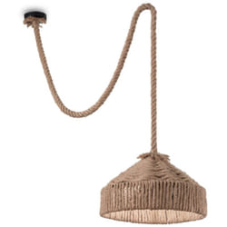 Sospensione Rustica-Country Canapa Metallo Marrone Tessuto Marrone 1 Luce E27