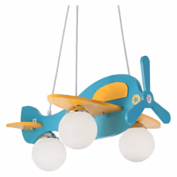 Collezione AVION AREOPLANI MULTICOLOR PER I TUOI BAMBINI Lampadario a 3 luci con corpo luce e rosone in legno dipinto con ver ...