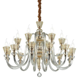 Lampadario Classico Strauss Vetro Oro 18 Luci E14