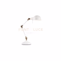 Lampada da tavolo con montatura e diffusore in metallo rifinito con vernice opaca. Braccio snodato con raccordi in metallo br ...