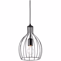 Collezione AMPOLLA-2 LESS IS MORE Sospensione a 1 luce minimal con rosone porta lampade e struttura decorativa in metallo ner ...