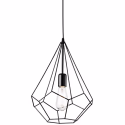 Collezione AMPOLLA-3 LESS IS MORE Sospensione a 1 luce minimal con rosone porta lampade e struttura decorativa in metallo ner ...
