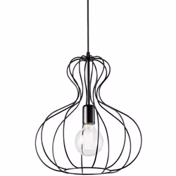 Collezione AMPOLLA-1 LESS IS MORE Sospensione a 1 luce minimal con rosone porta lampade e struttura decorativa in metallo ner ...