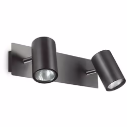 Collezione SPOT LUCE DIRETTA Applique a 2 luci con base, montatura e diffusori in metallo rifinito con vernice opaca nera e d ...