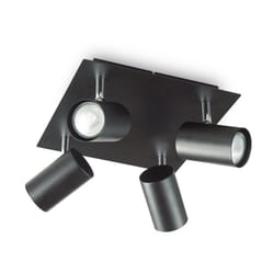 Plafoniera Moderna Spot Metallo Nero 4 Luci Gu10