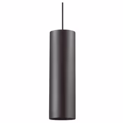 Collezione LOOK TUBI SOSPESI Sospensione a 1 luce con rosone e diffusore in metallo nero. Cavo in tessuto regolabile in lungh ...