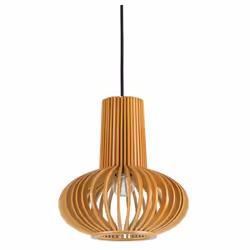 Collezione CITRUS-2 LEGNO PER STUPIRE Sospensione a 1 luce con rosone in legno naturale. Corpo luce con elementi in multistra ...