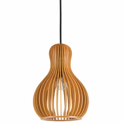 Collezione CITRUS-3 LEGNO PER STUPIRE Sospensione a 1 luce con rosone in legno naturale. Corpo luce con elementi in multistra ...