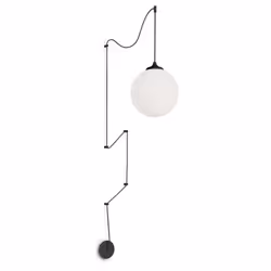Collezione BOA ORIGINAL LAMP Sospensione con montatura in metallo verniciato opaco. Cavo in tessuto nero da 12 metri con 6 su ...