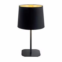 Collezione NORDIK GOLD AND BLACK Lampada da tavolo a 1 luce con montatura in metallo verniciato nero opaco. Paralume in lamin ...