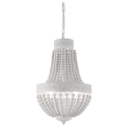 Ideal Lux - Lampadario Shabby Chic-Provenzale Monet Legno Bianco 5 Luci E14