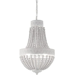 Ideal Lux - Lampadario Shabby Chic-Provenzale Monet Legno Bianco 6 Luci E14